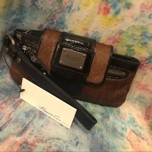 NWT Kenneth Cole brown pony wristlet